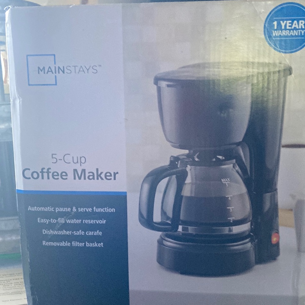 Mainstays 5 cup coffee maker new never used